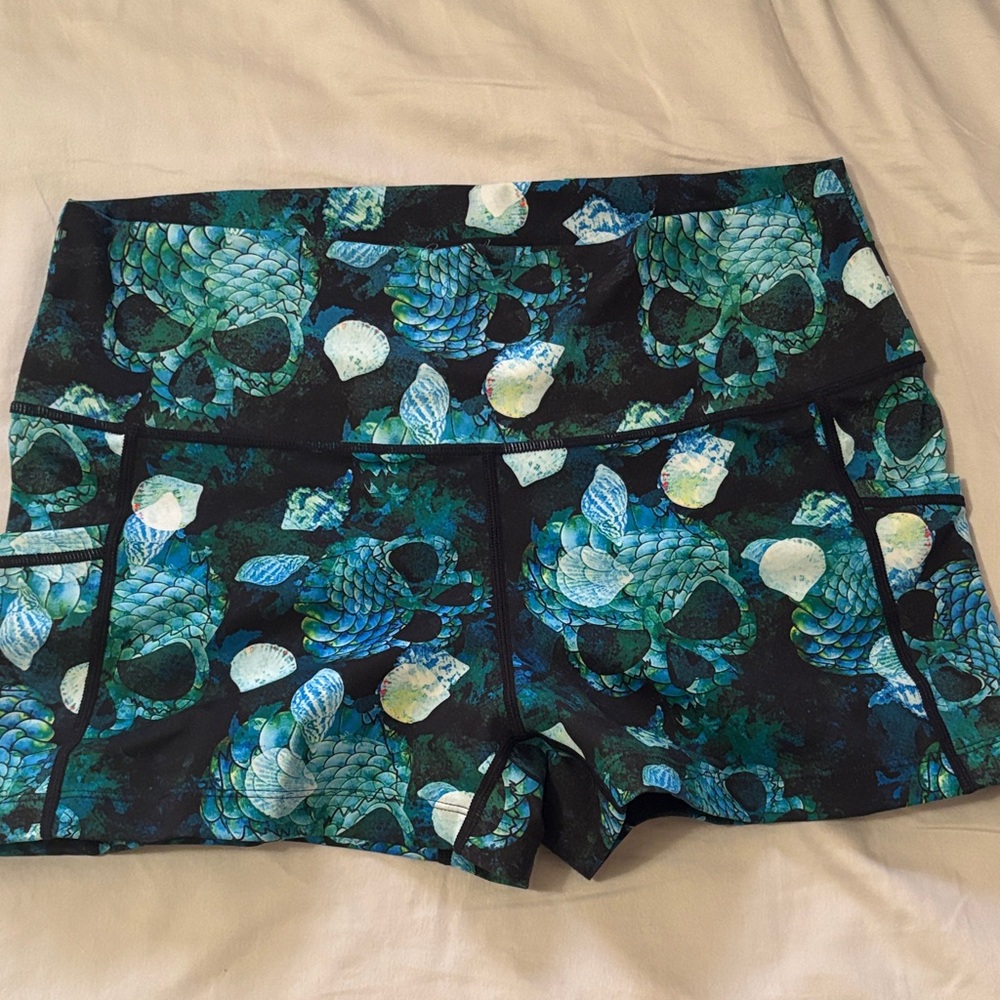 Constantly Varied Gear Green and Blue Skull Athletic Shorts
